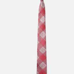 Louis Philippe Men Red & White Checked Broad Tie-image-14