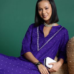 Sangria Bandhani Printed Mirror Work A-line Kurta-picture-17