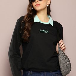 DILLINGER Typography Printed Polo Collar Oversized Pure Cotton T-shirt-image-83