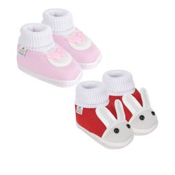 NESKA MODA Kids-Unisex Red Cotton Booties-picture-14