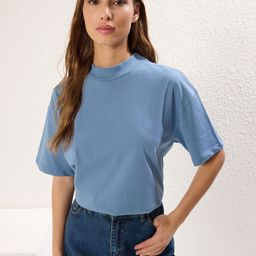Trendyol Women High Neck Pockets T-shirt-image-51