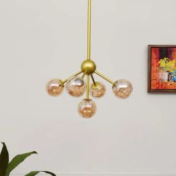 Kapoor E Illuminations Indra Brass Metal 5-Lights Globe Led Chandelier-image-75