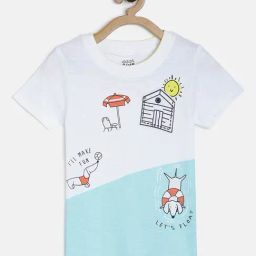 MINIKLUB Kids White & Blue Printed T-Shirt-image-85