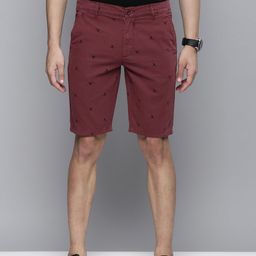 The Indian Garage Co Men Burgundy Printed Slim Fit Regular Shorts-image-5