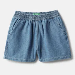 United Colors of Benetton Girls Regular Fit Pure Cotton Denim Shorts-picture-1