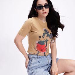 Kook N Keech Disney Mickey Mouse Printed Slim Fit Crop Cotton T-shirt-image-98