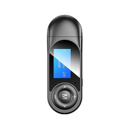amiciSmart 5.0 Bluetooth Transmitter and Receiver 3.5mm AUX Wireless Dongle for Car Smartphone Laptops TV etc. with LCD Display and Microphone for Audio Transfer image 1