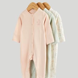 mothercare Girls Pack of 3 Printed Cotton Sleepsuit-image-76