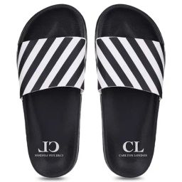 Carlton London Men's Black & White Slides-picture-9