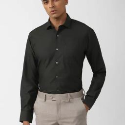 Van Heusen Green Cotton Regular Fit Texture Shirt-picture-22