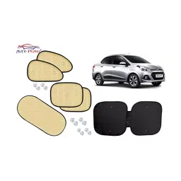 Auto Pearl Beige, Black Window (Front, Rear) Car Curtains for Xcent-40
