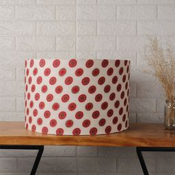 Grated Ginger White & Red Printed Cylindrical Shaped Lampshade image 3