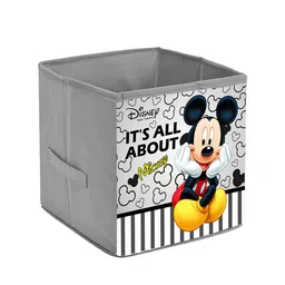 Kuber Industries Grey & Black Disney Mickey Print Extra Large Foldable Storage Cube With Handle image 3