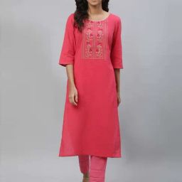 Aurelia Pink Embroidered Straight Kurta-picture-11