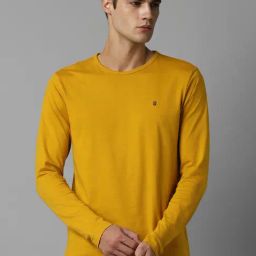 Louis Philippe Jeans Yellow Cotton Slim Fit T-Shirt-image-41