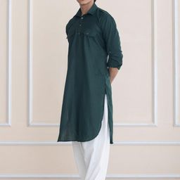 APPIX Men Green Cotton Pathani Kurtas-picture-1