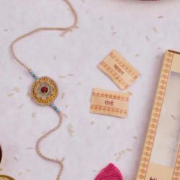 Fabindia Beige Crochet Round Cotton Rakhi with Roli Chawal-image-7