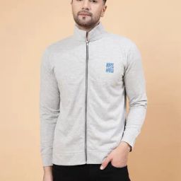 Rigo Grey Melange Regular Fit Printed High Neck Jacket-picture-4