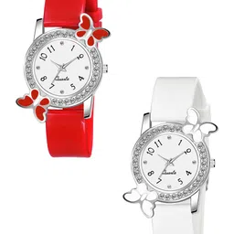 Gopal Shopcart Unisex Embellished Dial & Straps Analogue Watch BF Red White_F-image-77