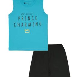 Bodycare Kids Blue & Black Graphic Print T-Shirt with Shorts-image-18