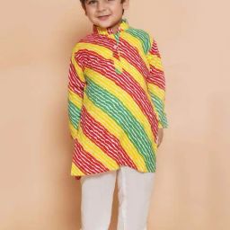 AJ Dezines Kids Multicolor Cotton Striped Full Sleeves Kurta Set-picture-30