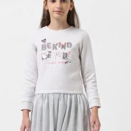 VERO MODA GIRL Grey Embellished Full Sleeves Dress-image-74