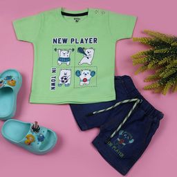 V-Mart Boys Printed Round Neck Pure Cotton T-Shirt With Shorts-picture-0