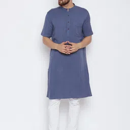 even Men Blue Woven Design Straight Kurta-image-31