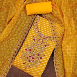 SHADOW & SAINING Leheriya Printed Beads and Stones Semi-Stitched Dress Material-picture-10