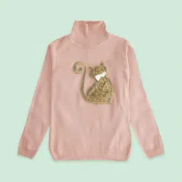 Pantaloons Junior Peach Cotton Embroidered Full Sleeves Sweater-picture-46
