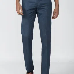 Van Heusen Blue Slim Fit Heathered Trousers-picture-27
