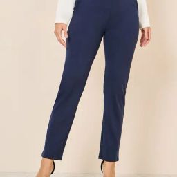 Styli Navy Blue 2 Way Stretch Slim Fit Stretchable Pants-image-5