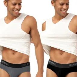 Freecultr Ash Grey & Pot Black Comfort Fit Briefs - Pack of 2-picture-19