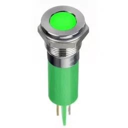 RS PRO Green Panel Mount Indicator 12V DC, Mounting Hole Size 12 mm, Termination Type Faston, Solder Lug, IP Rating IP67, Model No 1246401-2