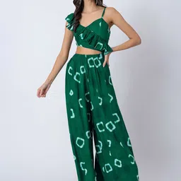 Moomaya Women Printed Basic Jumpsuit with Ruffles-10