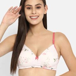 Clovia White Printed Full Coverage Padded T-Shirt Bra-image-92