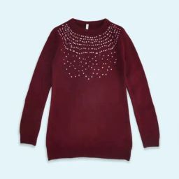 Pantaloons Junior Red Cotton Embellished Full Sleeves Sweater-picture-26