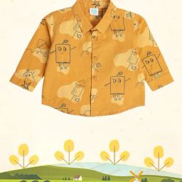 MINIKLUB Kids Yellow Graphic Print Full Sleeves Shirt-image-61