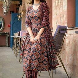 Moda Rapido Women Ethnic Motifs Printed Regular Kurta with Trousers & With Dupatta-picture-3