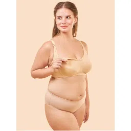 Enamor MT02 Sectioned Lift & Support Nursing Bra - Non-Padded Wirefree High Coverage - Nude-picture-24