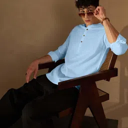 Fifth U Men Turquoise Blue Kurta-image-71