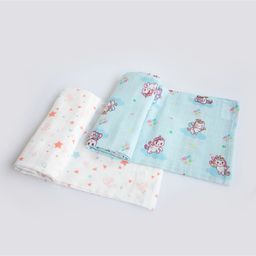 Yellow Doodle Organic Cotton Swaddle Wrappers Pack of 2 - Pink-image-97
