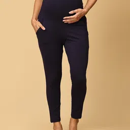 The Mom Store Comfy Belly Over Solid Maternity Leggings - Navy Blue-picture-40