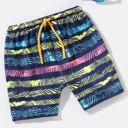 Babyhug Swimming Trunk Tropical Print - Blue & Yellow-image-111