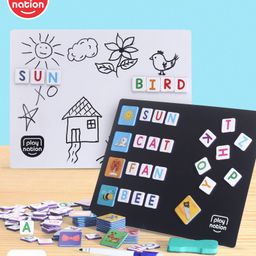 Play Nation Premium 104 Pcs Spell Word 3 Letter Alphabet Magnetic Learning Set with Magnets-Multicolor-22
