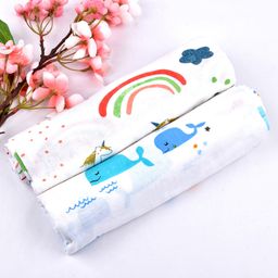 Moms Home Organic Cotton Baby Muslin Swaddle Unicorn & Whale Print Pack of 2 - Multicolor-image-14