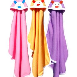 Babyzone Embroider Cartoon Hooded Fleece Combo Blanket Pack of 2 - Multicolor-image-11