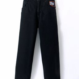 Little Kangaroos  100% Cotton Full Length Jeans Solid Colour - Black-picture-49