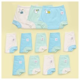 Superbottoms Padded Underwear | For Potty Training & Mess-Free Diaper-Free time | Prevents Pee Puddles | 3 Layers of Premium Cotton Padding | Pull-up Style Potty Trainers (Pack of 12)| Size 1 | 1-2Y-11