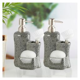 KOOKEE Ceramic Soap Dispenser for handwash for Bathroom, Grey, (Set of 2) (10970)-image-32
